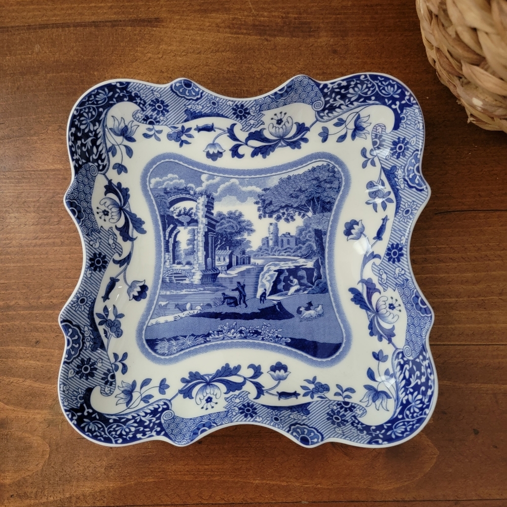 Spode Italian Devonia Tray Blue & White Floral